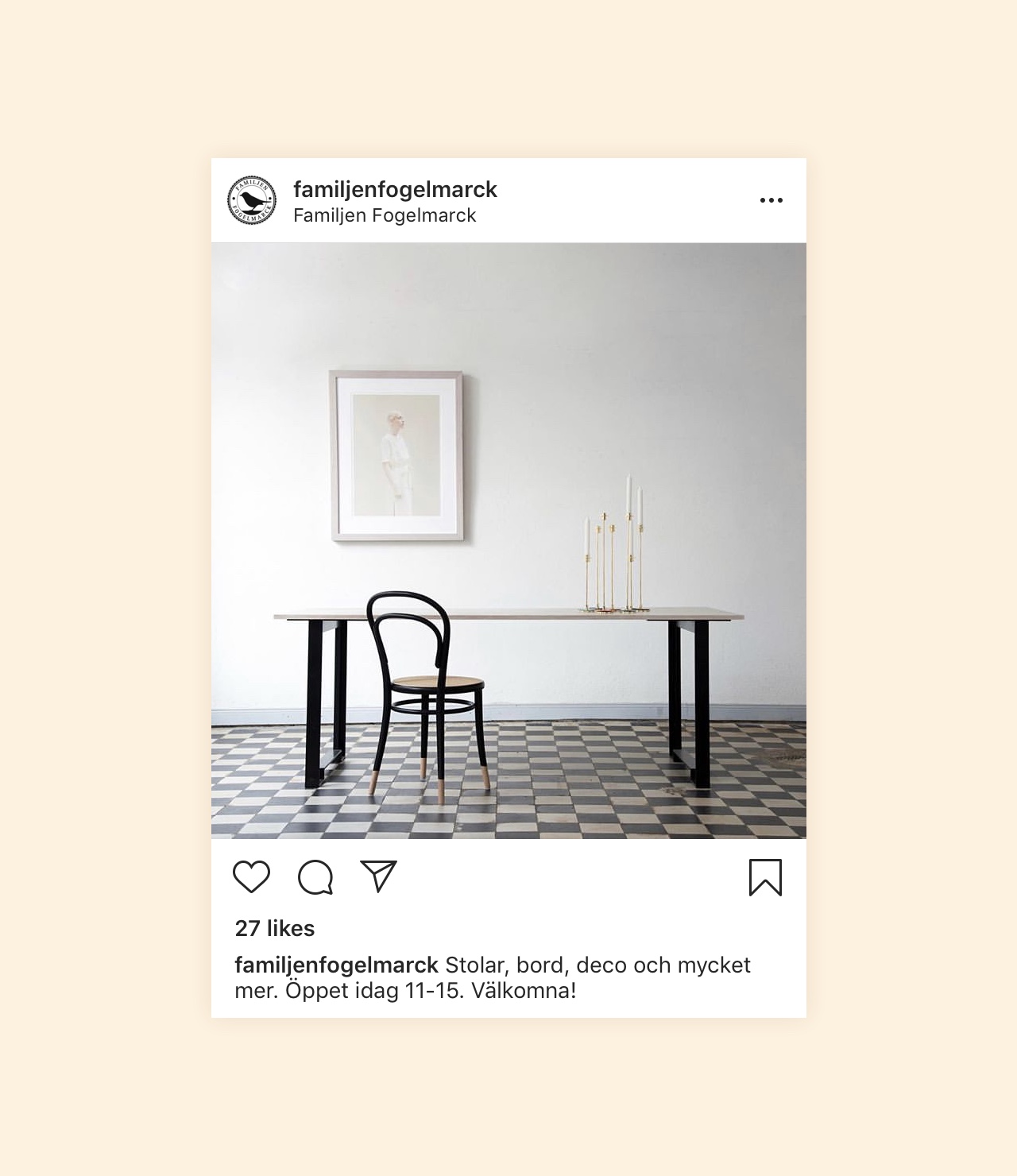 Fogelmarck Instagraminlägg