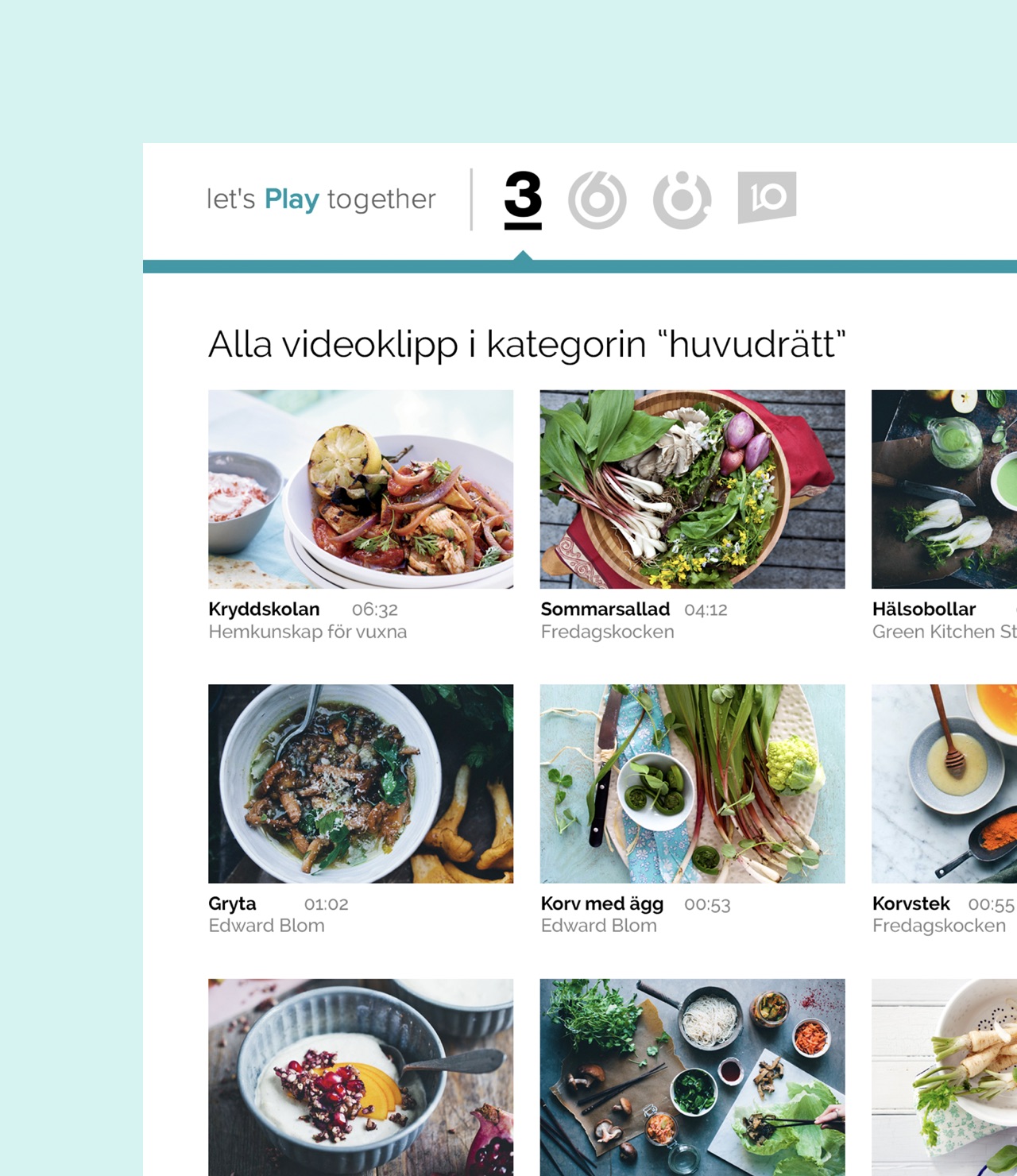 MTGx gränssnitt för sökfunktion av videoklipp