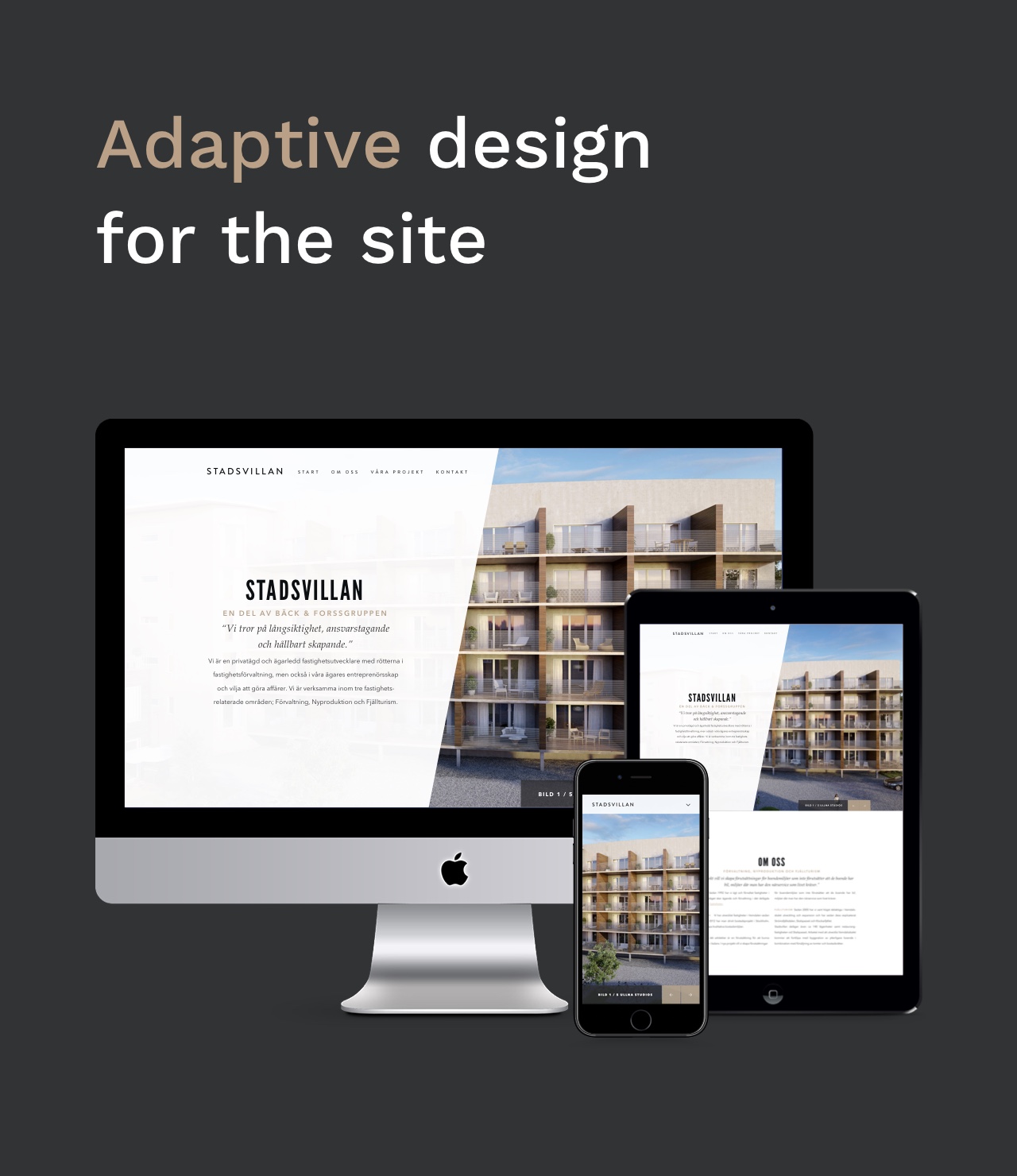Stadsvillan enheter som visar adaptiv webbdesign